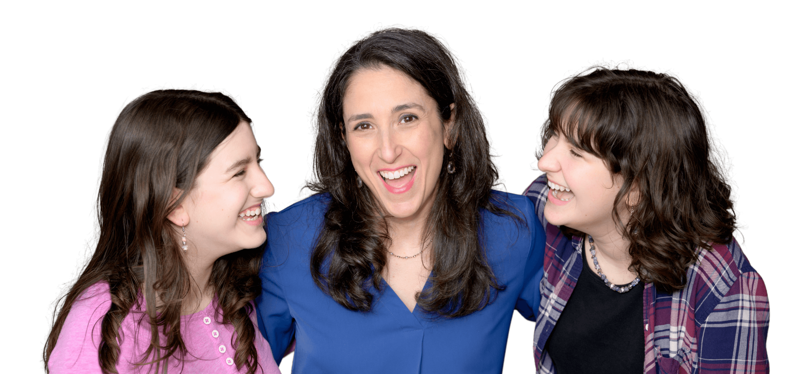 Three people sharing a joyful moment together.